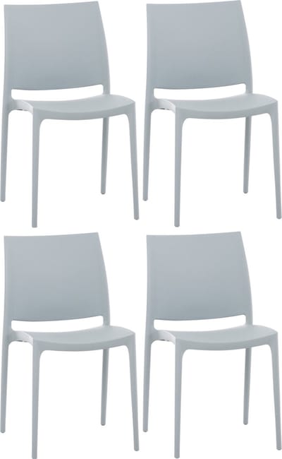 CLP Maya Set van 4 stoelen - Weerbestendige stapelstoelen - een draagvermogen tot 130 kg - licht grijs