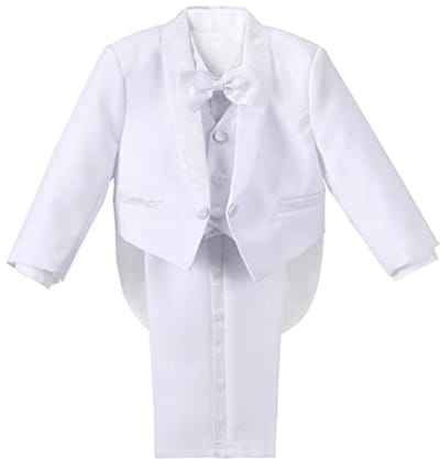 Tuxedo Kostuum Set voor Baby Jongens en Peuters - 5-delig in Zwart/Wit/Ivoorkleur