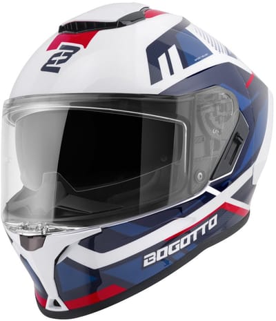 Bogotto Phantom Codex Wit Rood Blauw Fiberglas Integraalhelm - Helm