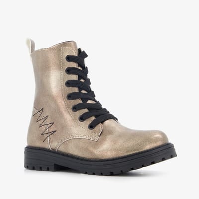 Blue Box meisjes veterboots metallic goud - Maat 28 - Uitneembare zool