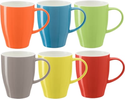 Bellatio Design Koffie mokken/bekers Paris - 6x - porselein - multi kleuren - 350 - stijlvolle vorm