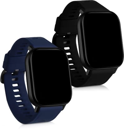kwmobile 2x horlogebandjes geschikt voor Huami Amazfit GTS 2 Mini bandje - Smartwatch bandjes van TPU - Activity tracker horloge band in zwart / donkerblauw