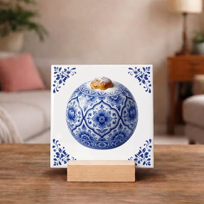 Delftsblauw Tegeltje 11x11 Bossche Bol – Keuken Decoratie en Foodie Cadeau