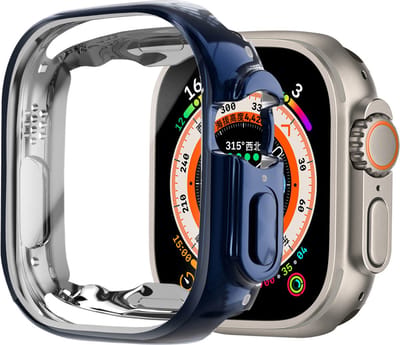 Strap-it Geschikt voor Apple Watch Ultra TPU Case - AW Ultra TPU case - donkerblauw - hoesje - beschermhoes - protector - bescherming
