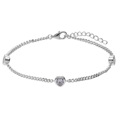 Lucardi - Dames Zilveren armband met hanger met zirkonia - Armband - 925 Zilver - Zilverkleurig - 19 cm