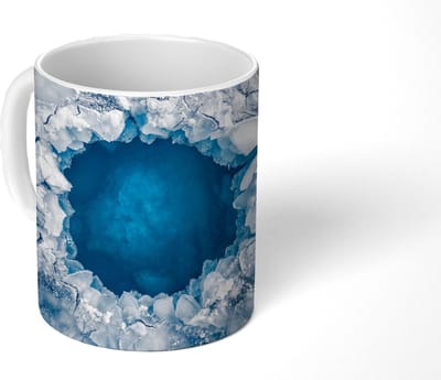 Mok - Koffiemok - Ijs - Blauw - Natuur - Mokken - 350 ML - Beker - Koffiemokken - Theemok