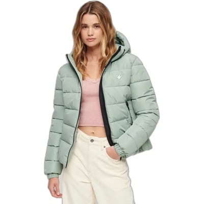 Superdry Hooded Spirit Sports Puffer Dames Jas - Light Jade Green - Maat S