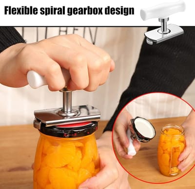 Blikopener - Glazen flesopener - Universele blikopener - Verstelbare draaidop met schroefdop - Roestvrijstalen multifunctionele draaidop - Geschikt voor het openen van flessen van 2 tot 10 cm - Perfect voor familiepicknicks en winkelen (2 witte)