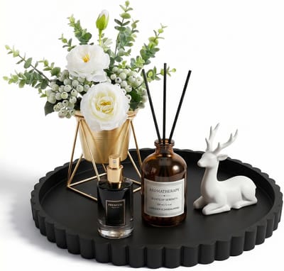 Groot Rond Antislip Badkamer Plateau, 30 x 30 cm, Elegant Opbergplateau voor Toiletartikelen en Sieraden, Multifunctioneel en Duurzaam
