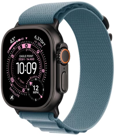 Apple Alpine Loop Band voor de Apple Watch | 44/45/46/49 mm - Maat S - Light Blue / Black Titanium