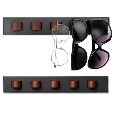 Zonnebril Standaard - 2 Stuks - Zonnebrilhouder - Brillenstandaard - 28 × 5 cm - Brillenhouder voor aan de muur - Hout - Zonnebril organizer - Meerdere brillen opslaan - Zwart