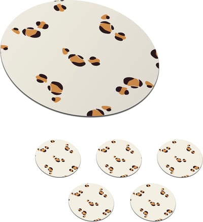 Onderzetters voor glazen - Rond - Panter - Pastel - Dieren - Patronen - 10x10 cm - Glasonderzetters - 6 stuks