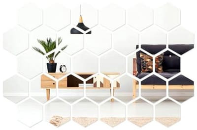Zeshoekige zelfklevende spiegeltegels - 30 stuks voor creatieve wanddecoratie