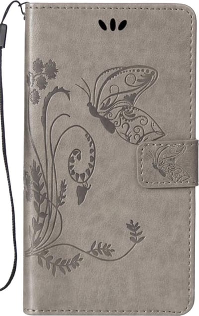 Geschikt voor Bookcase voor Apple iPhone 6 - iPhone 6s - Grijs - Vlinders - Portemonnee Hoesje