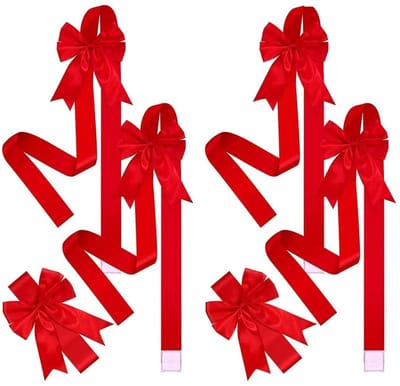 Dailygoods- Kerststrikken Set van 6 - Decoratieve Strikken - Glanzende Deurlinten - Strikken voor Kasten - Kransen en Geschenken - Polyester 20 cm x 20 cm - Decoratieband