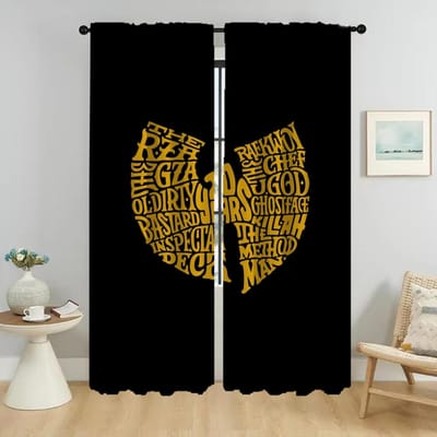 Rideaux de Cuisine 2 Pièces Wu Tang Clans Rideau de Salon Rideaux pour Chambre Cloisons Stores Décoration Halloween Occultant W50xH70cmx2pcs-CL brown