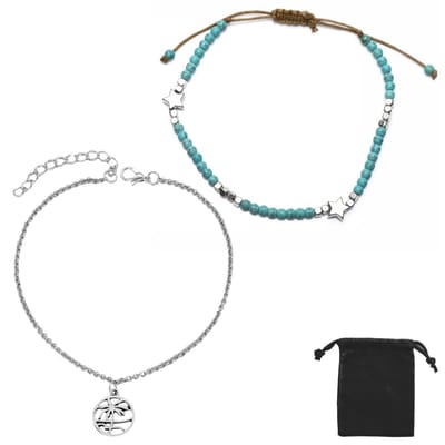 VT Goods - Bohemian Enkelbandjes - Kleurvolle Parels - Stijlvolle accessoires voor Dames - 2-delig - Trendy mode - Geschikt voor Dames en Meisjes - ..