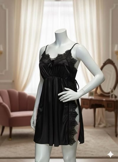 Satijnen Babydoll - Dark purple