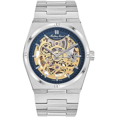 Mathey-Tissot Zeus Skeleton Roestvrij Staal Blauwe Wijzerplaat Automatisch H118CFABU Herenhorloge blauw