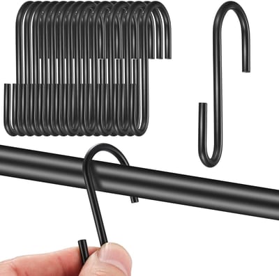 Dailygoods- S-haken 22 stuks - Zwart - Roestvrij staal - Heavy duty - Ophanghaken - Voor keuken/badkamer/werkplaats