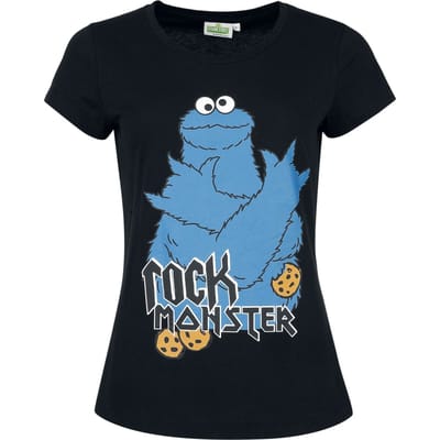 Sesame Street T-shirt - Rock Monster - S tot 3XL - voor Vrouwen - zwart