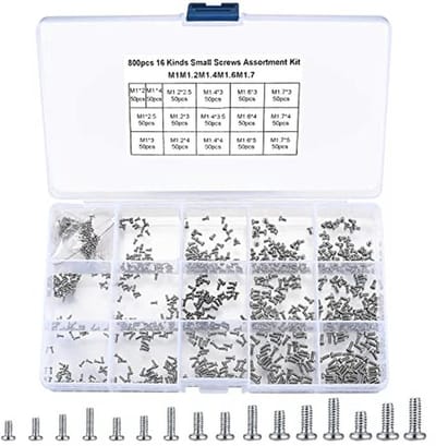 800 Stuks Micro-Schroevenset - Mini-Screws voor Reparatie van Brillen, Horloges en Laptops - M1, M1.2, M1.4, M1.6, M1.7