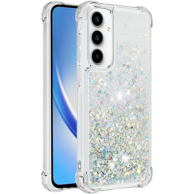 Mocaa Samsung Galaxy A55 5G Valbestendig Glitter Hoesje Zilver