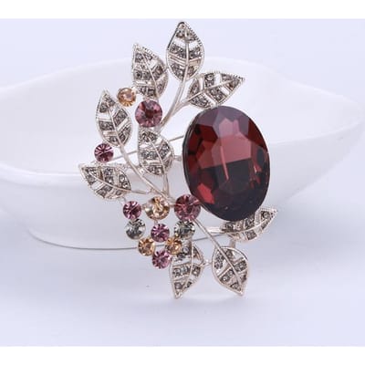 Broche Retro Stijl Eenvoudig Glanzend Imitatie Kristal Badge Legering Speld Accessoires Temperament Jas Corsage paars