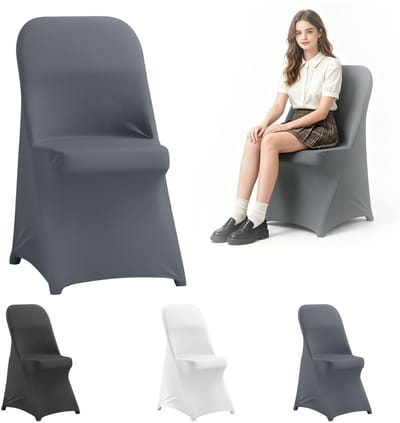 ACXIN Stoelhoezen - Stretch Klapstoel Hoezen Universeel Stoelbekleding Ademend Kreukvrij ≥500g/m² - Voor Bruiloft Feest Thuis - Grijs - 10 stuks