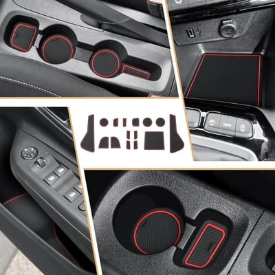 Rubber matten voor Opel Corsa F 2020-2024, antislip, voor console, bekerhouder en opbergruimte, geluidsisolatie en schokabsorptie