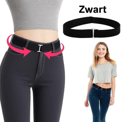 Veelzijdige & Comfortabele Elastische Tailleriem Zonder Gesp I Stretchriem Voor Vrouwen I Riem Dames I Onzichtbare Riem I 60-90 CM I Zwart