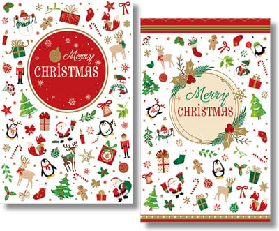 MGPcards - 2 doosjes à 10 Luxe dubbele wenskaarten - Kerst/Nieuwjaar - Foliebewerking - Witte envelop - 10.5 x 16 cm - 2 Motieven per doosje