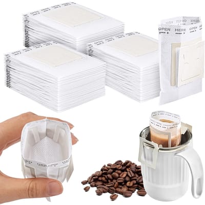 Namajunas - 120 Stuks Koffiefilters - inklapbaar - Hangende Oordruppel Koffie Zak - Wegwerp Koffiefilter papier voor de Meeste Kopjes, Thuis, Kantoor, Reizen, Kamperen - Wit - Draagbare druppelkoffiezak - Theefilter - Theezeef