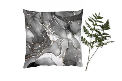 Sierkussens - Kussentjes Woonkamer - 50x50 cm - Marmer - Zwart - Goud - Grijs