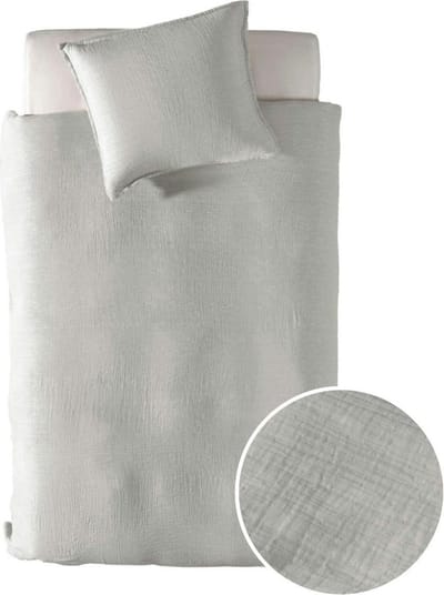 Yellow Dekbedovertrek Garza - Eenpersoons - 50% Katoen 50% Mousseline - 140x200-220 cm - Grijs