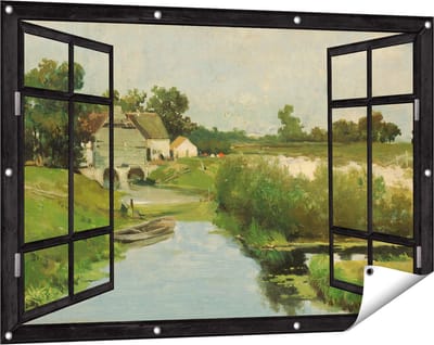 Gards Tuinposter Doorkijk Zomerdag - Johan Hendrik Weissenbruch - 120x80 cm - Tuindoek - Tuindecoratie - Wanddecoratie buiten - Tuinschilderij