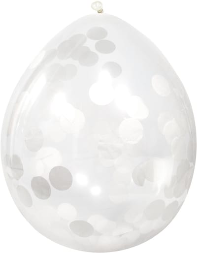 Confetti Ballonnen Wit 30cm - 4 stuks