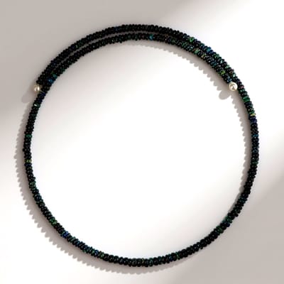 Cavill - Stalen Halsband - 30,63 ct Mezezo Opalen uit Ethiopië - Witte Zoetwaterparels - Elegante Dames Ketting 31,5 cm