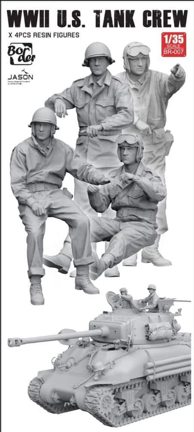 Border Model Modelbouwpakket - BR007 WWII Amerikaanse Tankbemanning - 4 Resin Figuren Resin onderdeel - 1:35 - Modelbouw