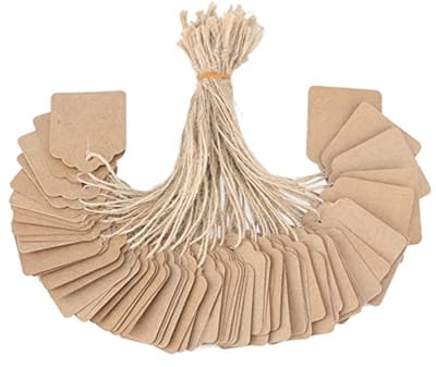 Hangende Etiketten voor Sieraden, Merken en Labels met Draad, 45 x 35 mm, Bruin, Perfect voor Presentatie