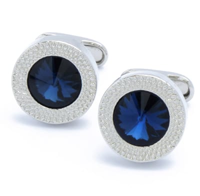 Manchetknopen - Blauw Kristal Rond