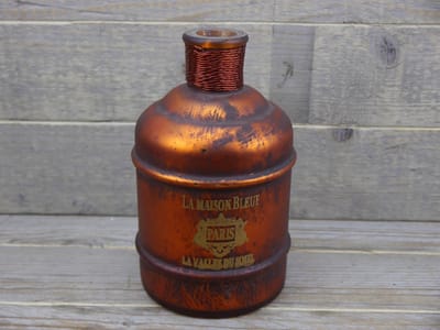 SENSE Decoratieve fles vaas met opdruk - Vintage stijl vaas - Vaas koper antiek