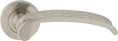 Domino® Deurklink SKIN R M9 - Nikkel gelakt - Deurkruk, Deurbeslag, Deurklinken voor Binnen - Deurbeslag van aluminium - Deurklink voor kamerdeur, kantoordeur, kelderdeur en binnendeur