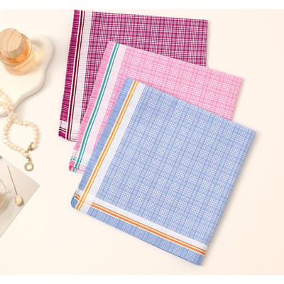 3 stuks Dames Puur Katoen Ruit Zakdoek Zakdoek Contrasterende Kleur Matching Dunne Veeg Zachte Zweet Handdoek 43cm