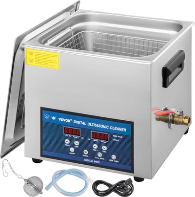 VEVOR Ultrasoon Reiniger Dual Frequentie 10L Ultrasone Reiniger met Verwarming voor Onderdelen Sieraden Lenzenvloeistof Ring Prothese Record