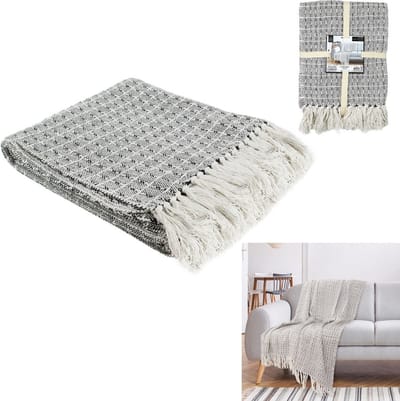 Home deco factory - Etnische plaid met franjes - 120*150cm