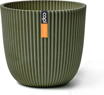 Capi Europe - Bloempot bol Groove 'made with' kunstgras groen - 17x15 - Kunstgras groen - Bloempot voor binnen en buiten - Capi ‘Made with’ - Gemaakt van gerecycled materiaal - Levenslang garantie - IGGG533