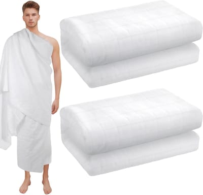 Traditionele mannenkleding set voor Umrah van zacht polyester, ademend en lichtgewicht, snel drogend voor dagelijkse gebruik en pelgrimstocht