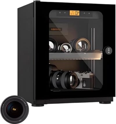 Digitale Luchtontvochtiger - Droogkast Opbergbox - Apparatuur Beschermen - Precisie Vochtigheidsregeling - 30/40L Capaciteit - Zwart