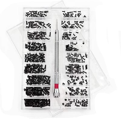 Micro Screw Kit - Stainless Steel Screw Assortment - Anti-Corrosion Zinc Plated 18 Maten - 500 Stuks - Voor Bril En Elektronica Zwart